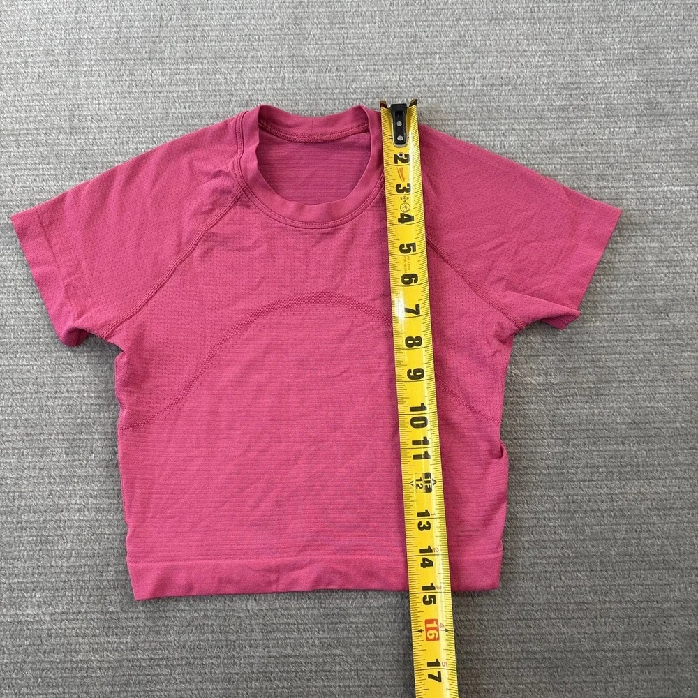 Lululemon Swiftly Tech Cropped Short Sleeve Shirt 2.0 Pink Womens 2 Gym Running